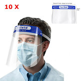 10PCS Écran facial de protection en plastique transparent anti-buée avec masque de protection contre les projections et coussin pour le front