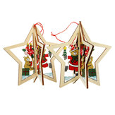 2PCS Weihnachtlicher Holz-Fünfzack-Stern. Weihnachtsbaum-Zubehör