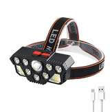 Farol forte 8LED + 20SMD super brilhante lanterna de cabeça recarregável por USB para pesca ao ar livre