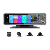 T88 12 Zoll 4CHs 4G Android 9.0 Streaming Media 4 Cams Auto DVR 360-Grad-Panorama HD Fahrrekorder Dash Cam Android Navigation ADAS Wifi GPS Fahrzeug Blackbox