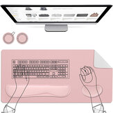AtailorBird Mouse Pad 5Pcs Set 800x400mm PU Leather Desk Pad & Ergonomic Memory Foam Keyboard Wrist Pad & Mouse Wrist Rest for Laptop Office Online Study Including 2 PU&Cork Coasters
