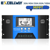 EXCELLWAY 30/40/50/60/100A MPPT Solar controlador LCD Solar controlador de carga precisión Dual USB Solar Panel Batería regulador