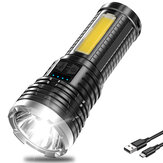 BIKIGHT 81007 1000Лм светодиодный фонарик с боковым светильником COB, заряжаемый через USB, со встроенной аккумуляторной батареей 18650 и индикатором мощности, двойной световой поток, яркая светодиодная факела