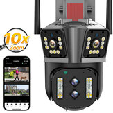 8K HD 16МП 10X Зум WiFi IP Камера Автоматическое Отслеживание Двусторонняя Аудио Камера PTZ Наружная Четыре Линзы Три Экрана 4МП+4МП+4МП+4МП Наблюдение за Безопасностью CCTV Cam