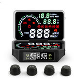 OBD2 TPMS Sensor Temperatura del neumático Monitor Sistema Digital Pantalla Coche Alarma de exceso de velocidad