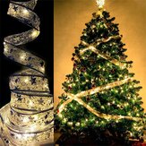 4M 40LED Fées Cordes de lumières Ruban à nœud d'or et d'argent LED Guirlandes lumineuses de Noël Décorations de fête à la maison Mariage Anniversaire Cadeaux de Noël
