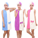 Honana BX-969 махровое полотенце-халат для салона с мягкой впитывающейю фланелью для женщин SPA с сухой шапкой для волос