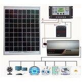 Kit de sistema solar DIY 12V/24V Controlador de carga solar LCD Painel solar de 18V 20W Inversor solar de 800W Kit de geração de energia solar
