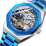 FOSINING FSG8202 Fashon Men Automatic Watch Hollow Dial Luminous Display Stainless Steel Strap Mechanical Watch