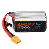 Batterie LiPo URUAV Graphene-X V1.0 4S 14.8V 1500mAh 100C Charge Rapide avec Connecteur XT60 pour Drone de Course FPV RC