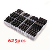 625 stuks zwarte verpakte krimpkousen 2:1 elektronische DIY-kit geïsoleerde polyolefine beklede krimpkous kabels en kabelbuis