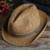 Visiera per cappello Fedora a tesa corta con protezione solare per cappello jazz in paglia intrecciata a mano da uomo