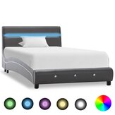 Cadre de lit Vidaxl avec télécommande, dossier confortable avec éclairage LED en cuir artificiel gris 90x200 cm