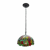 E27 Vintage Tiffany Style Pendant Light Stained Glass Iron Hanging Chain Ceiling Lamp AC110-265V    