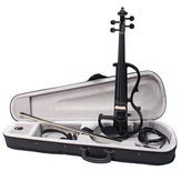 Zwarte 4/4 Volledige Grootte Elektrische Viool Student Fiddle Case Boog Hoofdtelefoonkabel Set