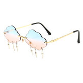 Frauen Metall Sonnenbrillen Wolkenform PC Linse randlose Schattierungen UV400 Zubehör