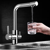 صنبور خلاط مياه 3 طرق لمنع الانسداد في المطبخ مزدوج العزم نمط حديث وحنفيات من الكروم المرن