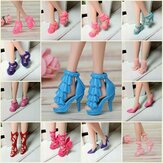 40 Pairs Farklı Yüksek Topuk Ayakkabı Botlar Aksesuarlar Doll Ev