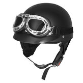 Мотоциклетный шлем солнцезащитной козырьком Retro Matt Black Biker Scooter с половинчатым лицом и с защитой от ультрафиолета очками Cafe Racer