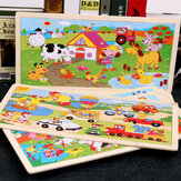 Puzzelspeelgoedset Dieren Houten puzzel Leren Dieren herkennen Vermogen Kinderen Educatief Peuterspeelgoed Perfecte cadeaus voor kinderen