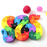 Gyerekek gyermek fa tömb játékok ábécé száma épület kirakós játék kígyó alakja