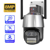 Sicherheits-IP-Kamera mit binokularem Dual-Objektiv 4MP + 4MP, 8MP, automatischer Personenverfolgung, farbenfroher IR-Nachtsicht, Zwei-Wege-Audio, APP-Fernüberwachung.