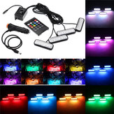4Pcs 10W 6LED 8Color Car Interior Floor Decoration Lights Lamp Universal with Remote