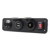 3 in 1 DC 12V 24V Power Outlet Socket Panel Dual USB Phone Charger Switch with Volt LED Display 