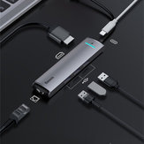 Baseus 6 in 1 USB-C Type-C Hub-adapter met 3 * USB 3.0-poorten / Type-C PD-oplaadpoort / 4K HD Display-interface / Gigabit RJ45 netwerkpoort voor Type-C Smart Phone Laptop MacBook
