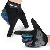 Paar ademende, antislip fietshandschoenen met reflecterende volledige vingers en touchscreen voor sport, wandelen, MTB, motorfiets en fietsen.
