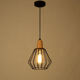 Lámpara colgante de madera E27 Luces de techo modernas Lámpara de barra Negra Iluminación colgante sin bombilla
