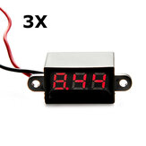 3Pcs Medidor de Voltagem Digital 0.28 Polegadas Vermelho LED Mini Impermeável 3.5-30V