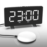Ψηφιακό ρολόι ξυπνητήρι με LED καθρέφτη, αυτόματη ρύθμιση φωτεινότητας USB, λειτουργία αναβολής και δυνατή δόνηση αναμονής.