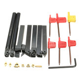 Conjunto de 7 suportes de ferramentas de torneamento com haste de 12 mm e insertos de carboneto