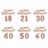 18/21/30/40/50/60ste Rosé Gouden Gelukkige Verjaardag Folie Ballonnen Bannier Kit Feestdecoraties