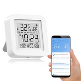Tuya WIFI Sıcaklık Nem Akıllı Sensör Saat Dijital Ekran Uzaktan Kumandalı Termometre Alexa Google Asistan Desteği