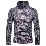 Men Colorful Geometric Patterns High Collar Pullovers