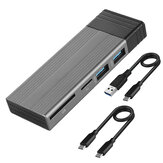 Boîtier de disque dur externe portable M2 SSD M.2 NVMe/SATA de 2 To avec lecteur de carte SD/TF et port avec câble Type-C USB2.0