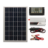 12V/24V DIY Güneş Enerjisi Sistemi Kit LCD Güneş Şarj Kontrol Cihazı 18V 20W Güneş Paneli 1000W Güneş İnvertör Güneş Güç Üretim Kit
