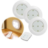 3 ασύρματα φωτάκια νυκτός LED με τηλεχειριστήριο, λειτουργούν με μπαταρίες, επικολλούνται στα ντουλάπια και στα ερμάρια