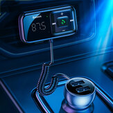 Baseus Car Bluetooth 5.0 FM Transmitter 2-Port USB شاحن QC3.0 Quick شحن رقمي عرض bluetooth صوت محول عدة السيارة مع ميكروفون يدوي مكالمة 3.5mm Aux إدخال موسيقى Play
