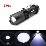 3 Adet Siyah Renk MECO Q5 500LM Çok Renkli Yakınlaştırılabilir Mini LED El Feneri 14500/AA