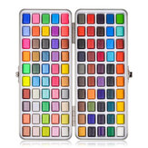 90/100 Renk Sedefli Suluboya Pigment Seti Zengin Renk Katı Suluboya Guaj Sanat Resim Seti Öğrenci Hediyesi Kutu Kırtasiye Malzemeleri