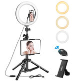 Suporte de luz completa ELEGIANT EGL-06 de 10 polegadas com anel LED regulável em 3 modos de cor, tripé para selfie e controle remoto para YouTube Tiktok VK Vlog Makeup