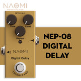 Pedal de efeito de guitarra NAOMI Delay 25ms-600ms DC 9V Adapter #NEP-08 True Bypass Mini Pedal de efeito