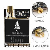 AKK X2-MX MMCX 200mW / 500mW / 800mW 5.8GHz 37CH FPV-Sender mit Smart Audio OSD PIT-Modus