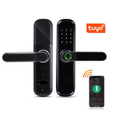 Tuya WiFi com impressão digital Smart Door Lock Inteligent Digital Door Lock Senha eletrônica RFID Card APP Destravar Home Lock