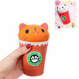 Sonnige Squishy-Katzen-Kaffeetasse 13,5 * 8,5CM Langsam aufsteigendes, weiches Tier-Spielzeug mit Verpackung