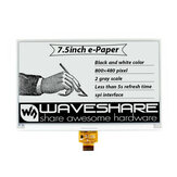 Pantalla descubierta de tinta electrónica de 7,5 pulgadas de Waveshare® con interfaz SPI en blanco y negro y resolución de 800x480