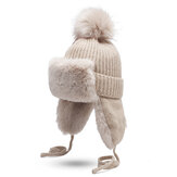 Bonnet de trappeur en tricot de velours pour femmes, extérieur, épaississant, protection des oreilles, casque de chasse au ski